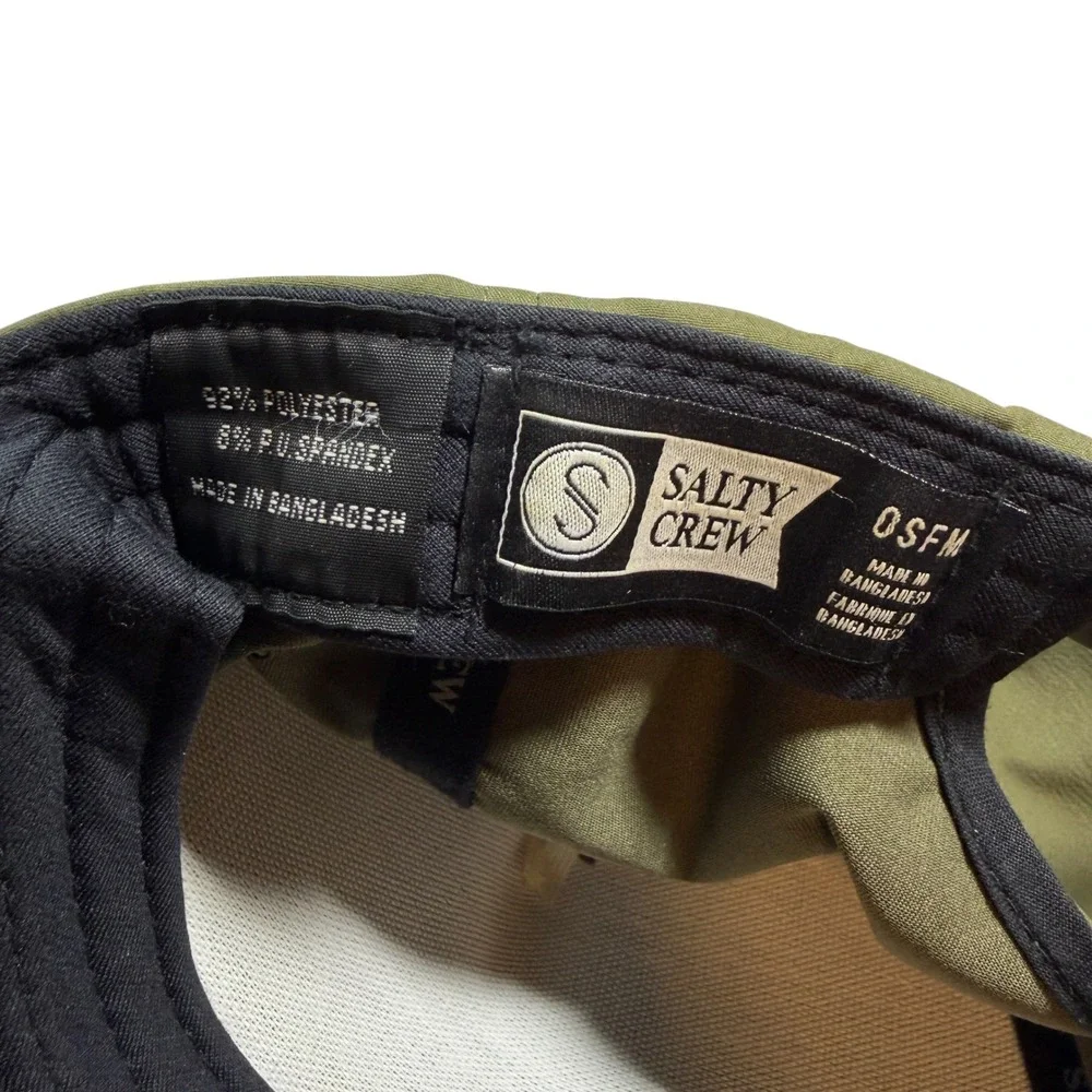 Salty Crew Snapback Hat OSFM Olive Green Performance Stretch Fishing‎ Cap